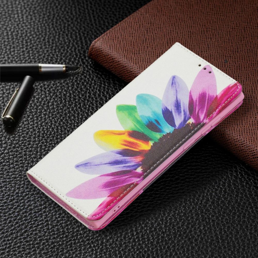 Leren Hoesje voor Samsung Galaxy S22 Ultra 5G Aquarel Bloem