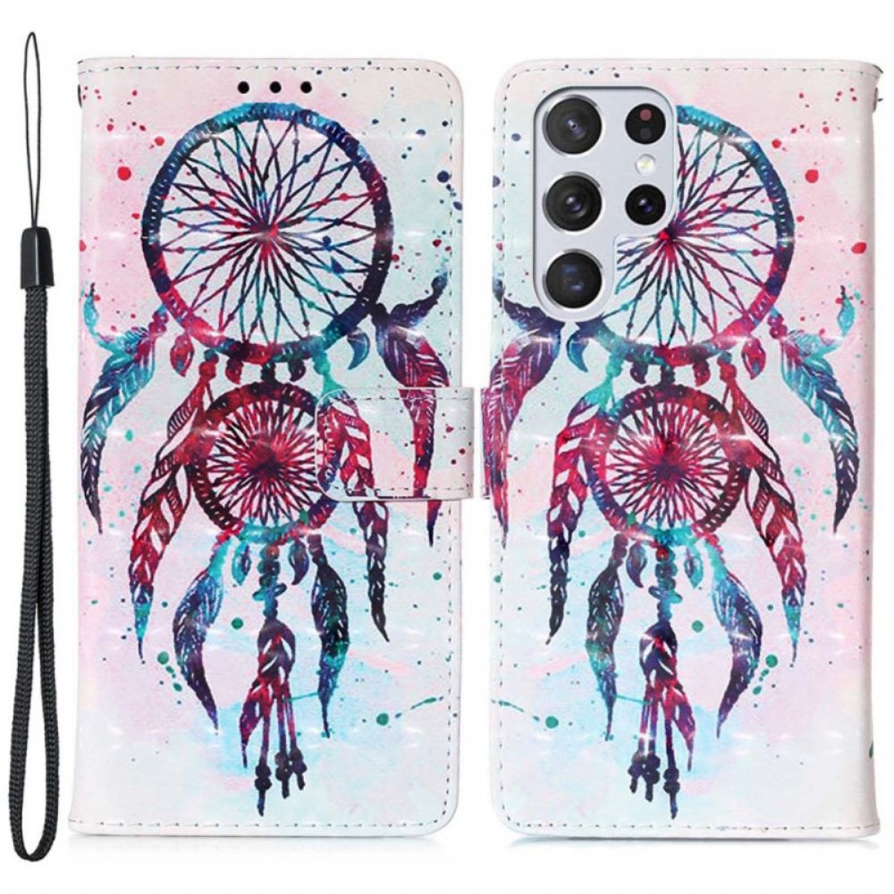 Leren Hoesje voor Samsung Galaxy S22 Ultra 5G Aquarel Dromenvanger