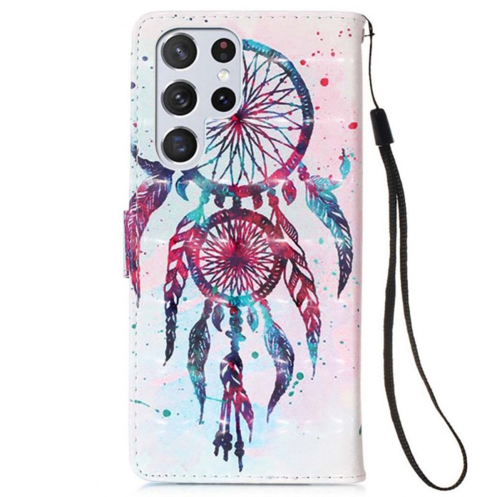 Leren Hoesje voor Samsung Galaxy S22 Ultra 5G Aquarel Dromenvanger