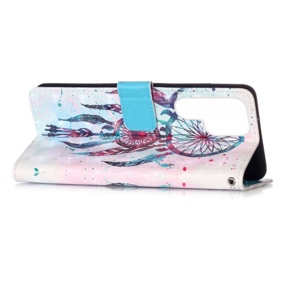 Leren Hoesje voor Samsung Galaxy S22 Ultra 5G Aquarel Dromenvanger