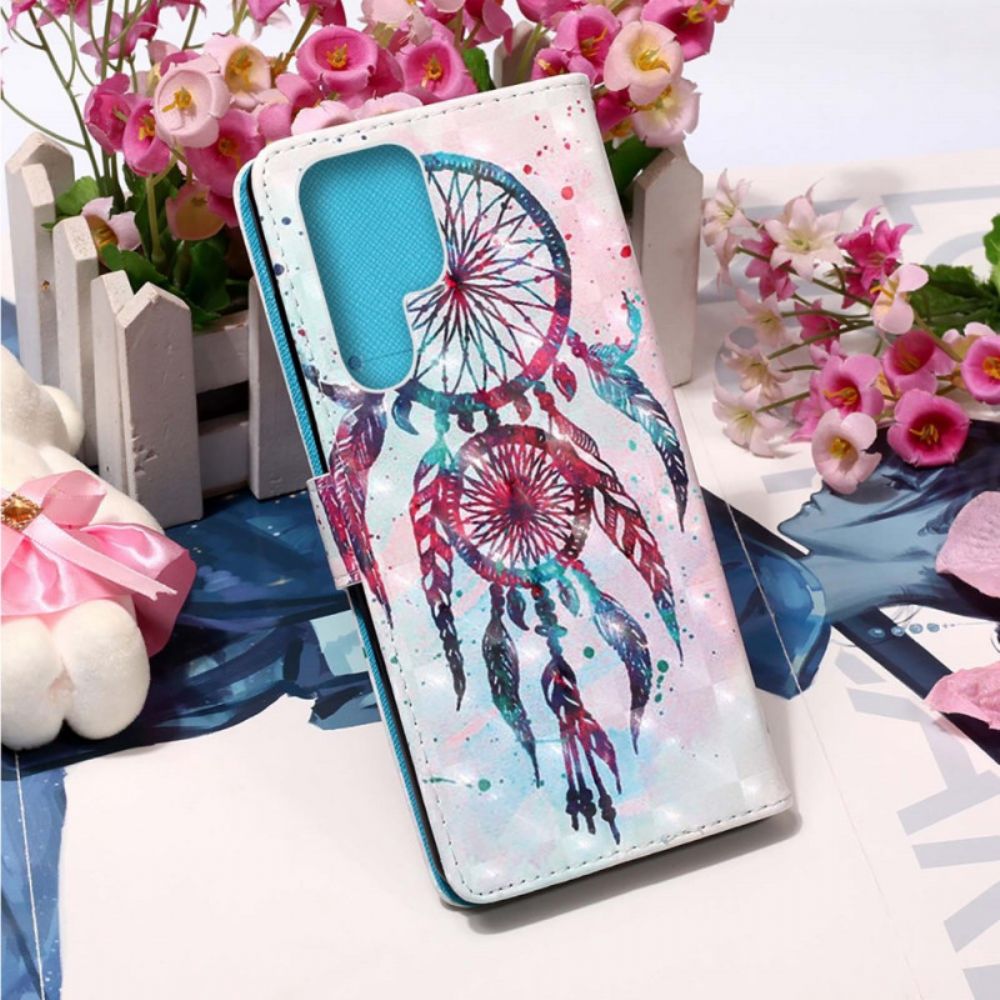 Leren Hoesje voor Samsung Galaxy S22 Ultra 5G Aquarel Dromenvanger