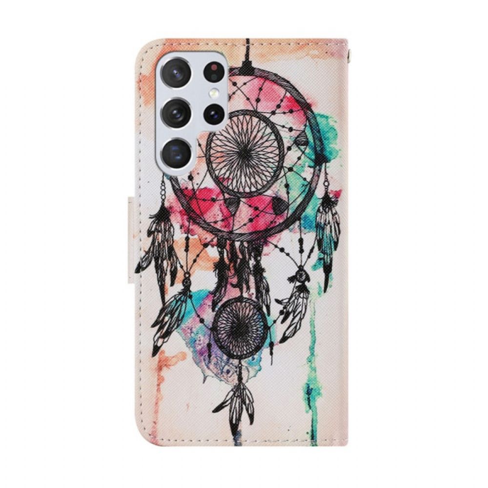 Leren Hoesje voor Samsung Galaxy S22 Ultra 5G Aquarel Dromenvanger