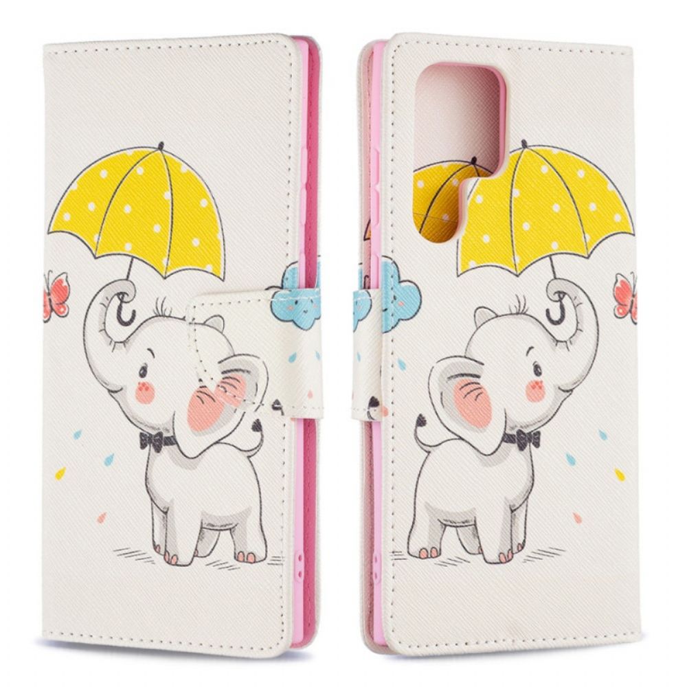 Leren Hoesje voor Samsung Galaxy S22 Ultra 5G Babyolifant