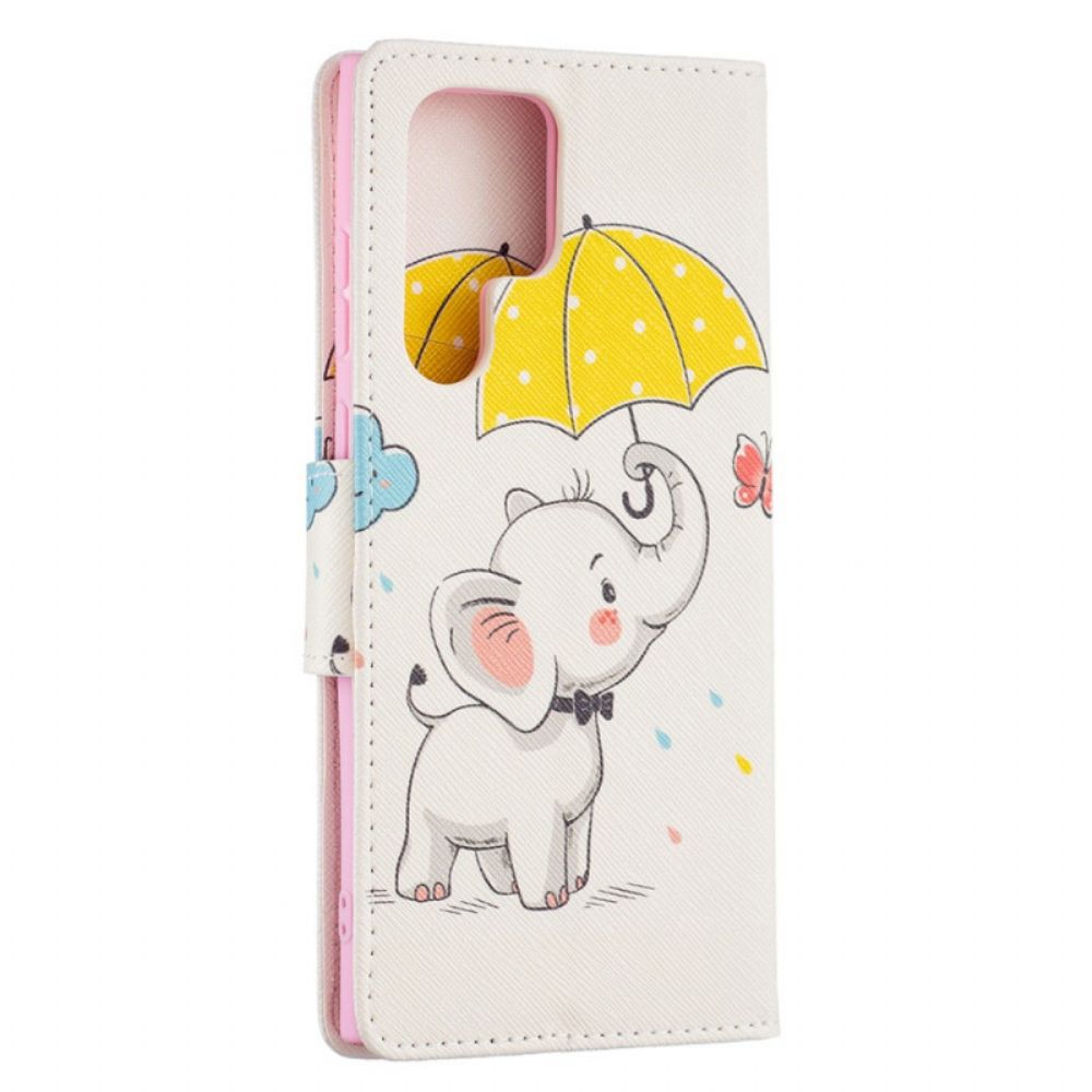 Leren Hoesje voor Samsung Galaxy S22 Ultra 5G Babyolifant