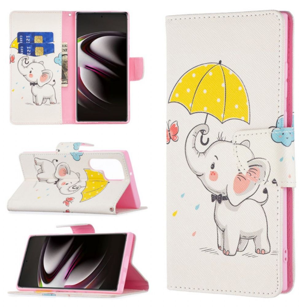 Leren Hoesje voor Samsung Galaxy S22 Ultra 5G Babyolifant