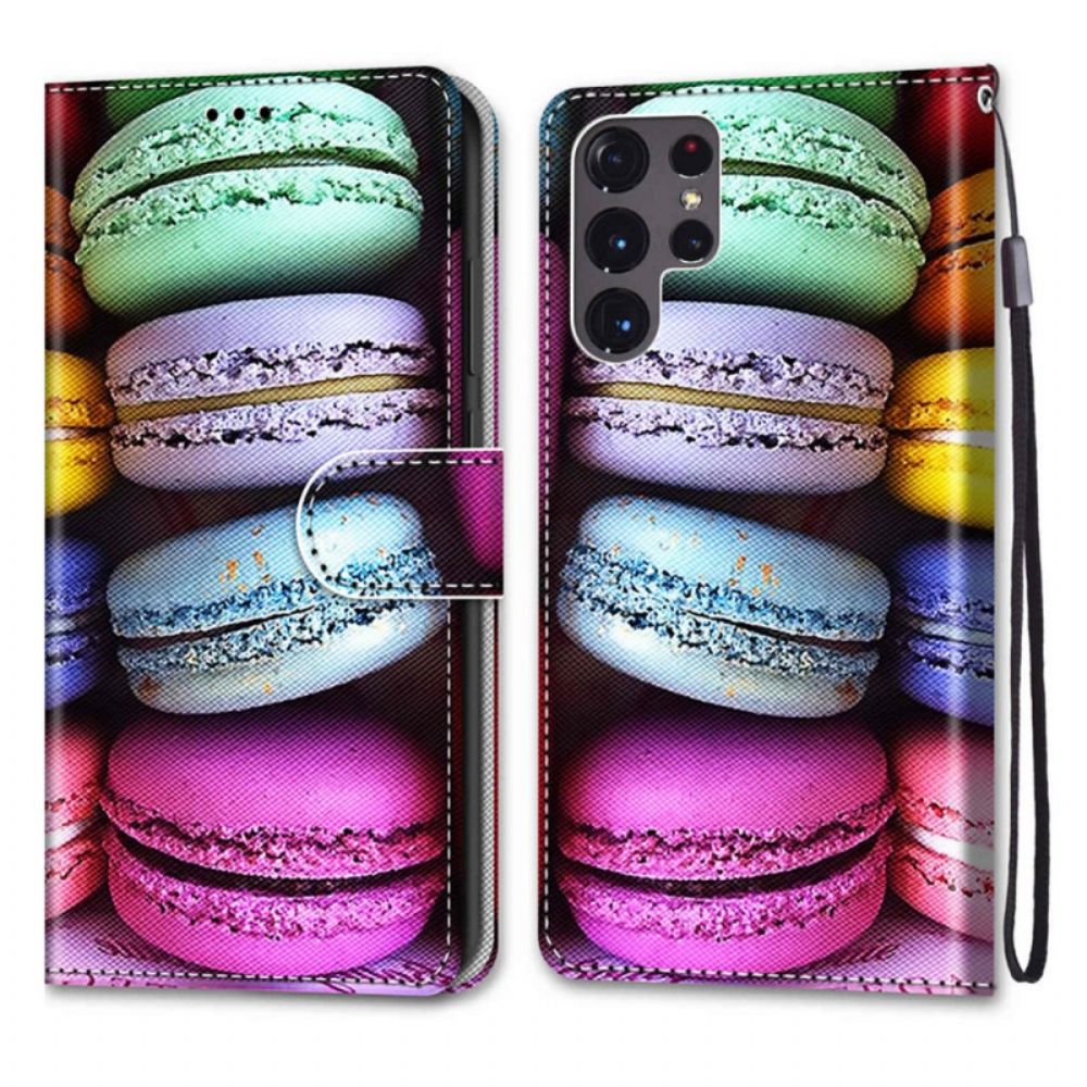 Leren Hoesje voor Samsung Galaxy S22 Ultra 5G Bitterkoekjes