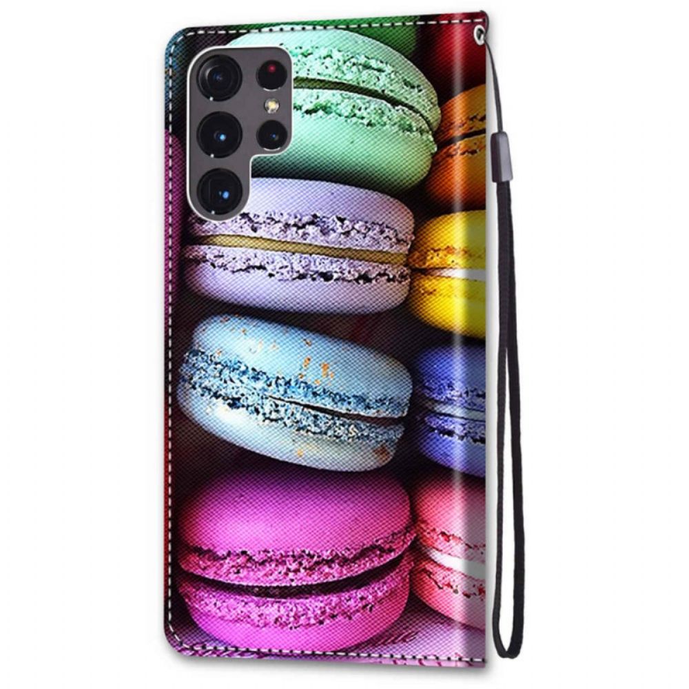 Leren Hoesje voor Samsung Galaxy S22 Ultra 5G Bitterkoekjes