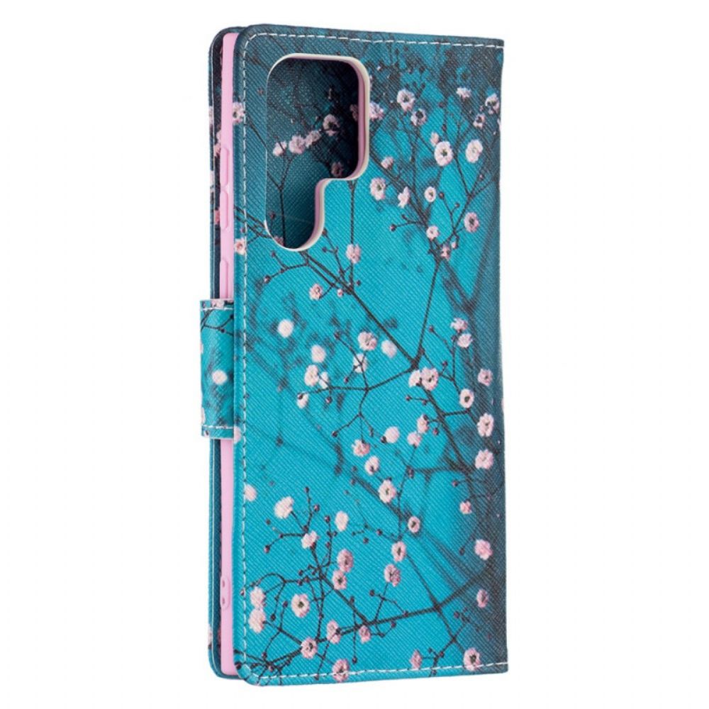 Leren Hoesje voor Samsung Galaxy S22 Ultra 5G Bloeiende Boom