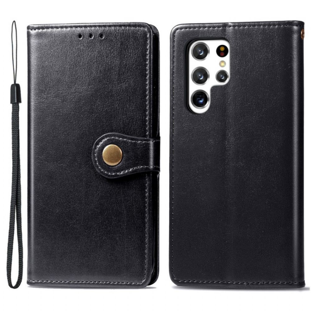 Leren Hoesje voor Samsung Galaxy S22 Ultra 5G Faux Leder En Vintage Sluiting