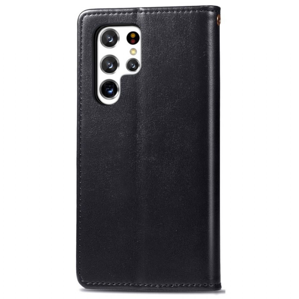 Leren Hoesje voor Samsung Galaxy S22 Ultra 5G Faux Leder En Vintage Sluiting