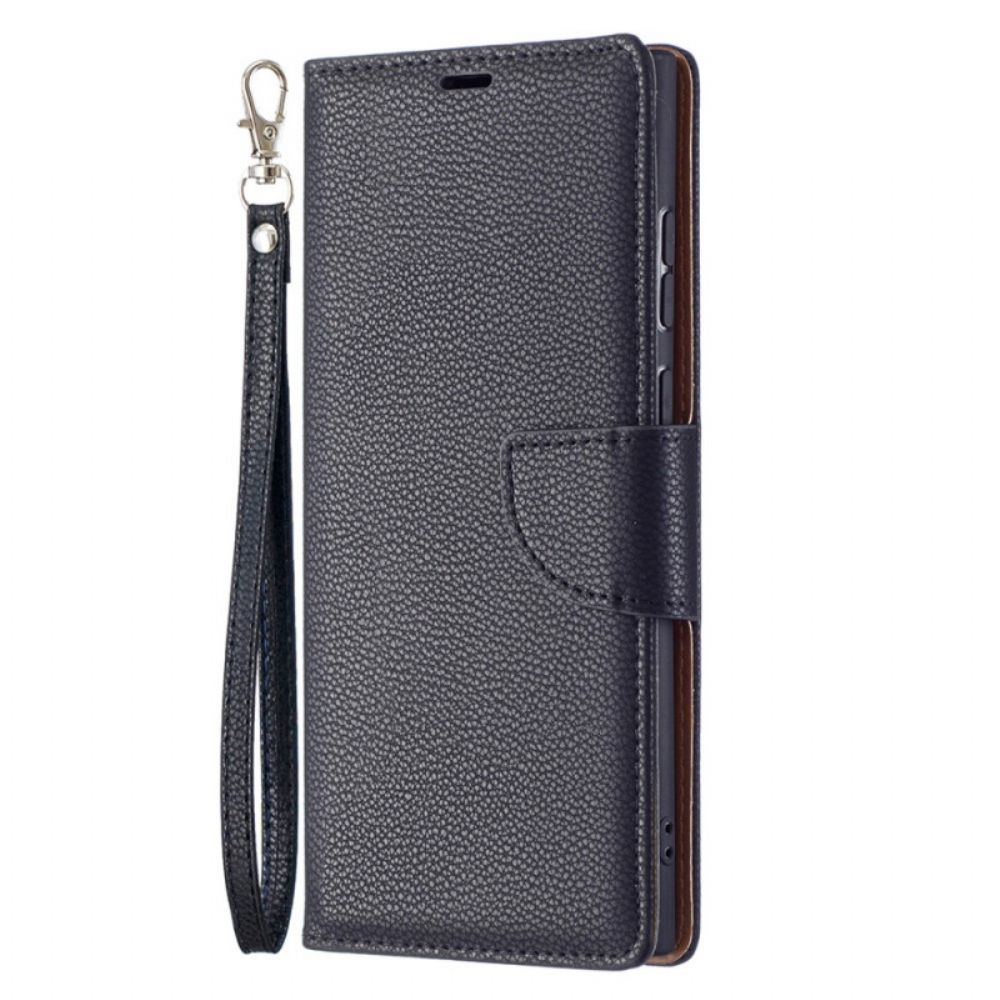 Leren Hoesje voor Samsung Galaxy S22 Ultra 5G Folio-hoesje Litchi Flap Schuin