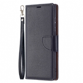 Leren Hoesje voor Samsung Galaxy S22 Ultra 5G Folio-hoesje Litchi Flap Schuin