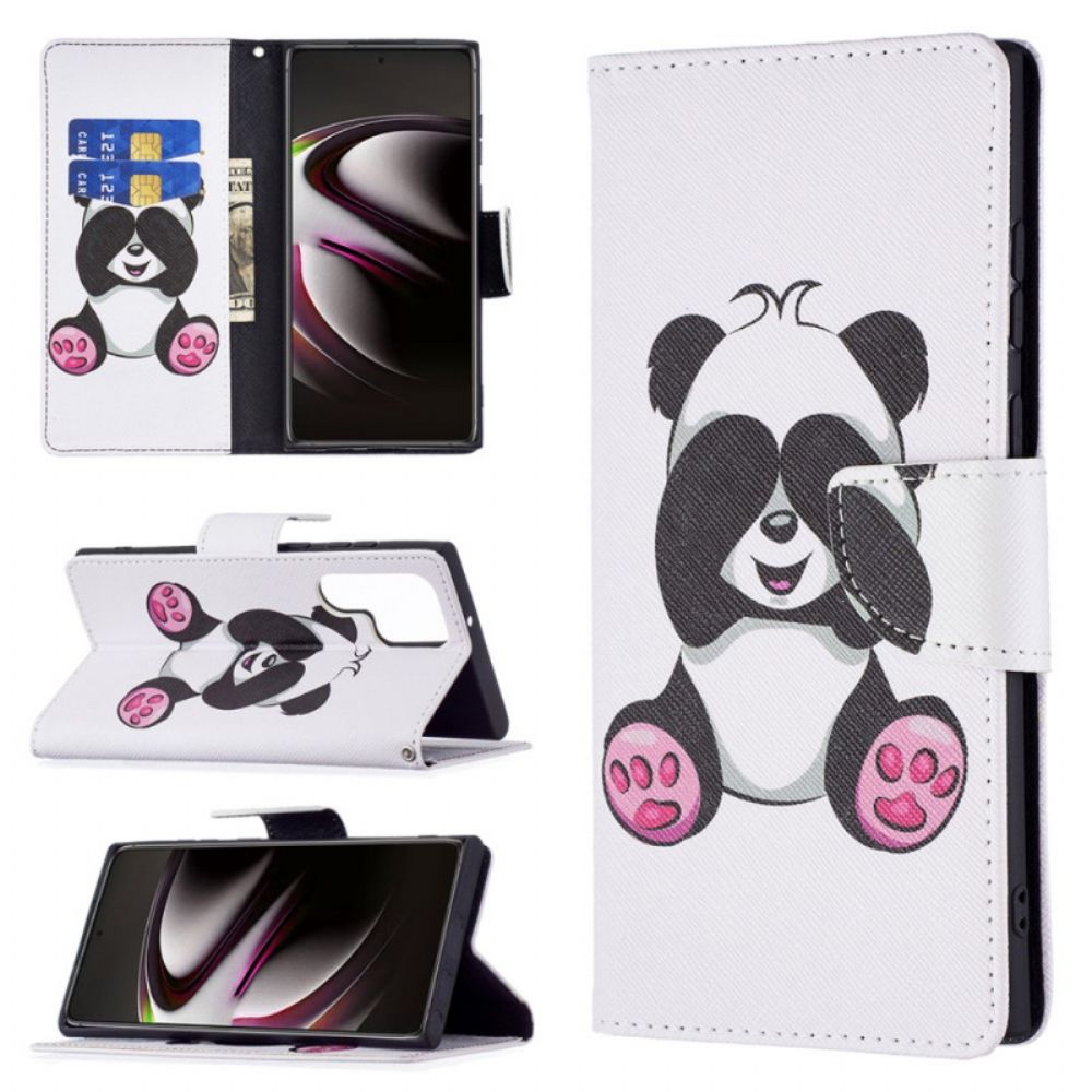 Leren Hoesje voor Samsung Galaxy S22 Ultra 5G Pandaplezier