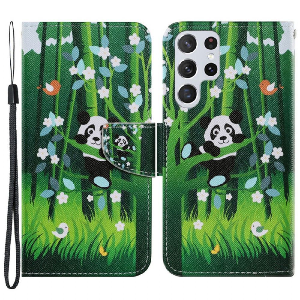 Leren Hoesje voor Samsung Galaxy S22 Ultra 5G Pandawandeling