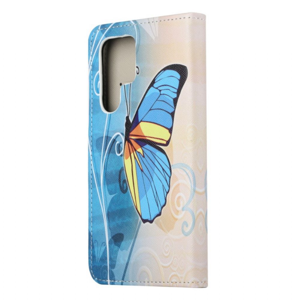 Leren Hoesje voor Samsung Galaxy S22 Ultra 5G Soevereine Vlinders