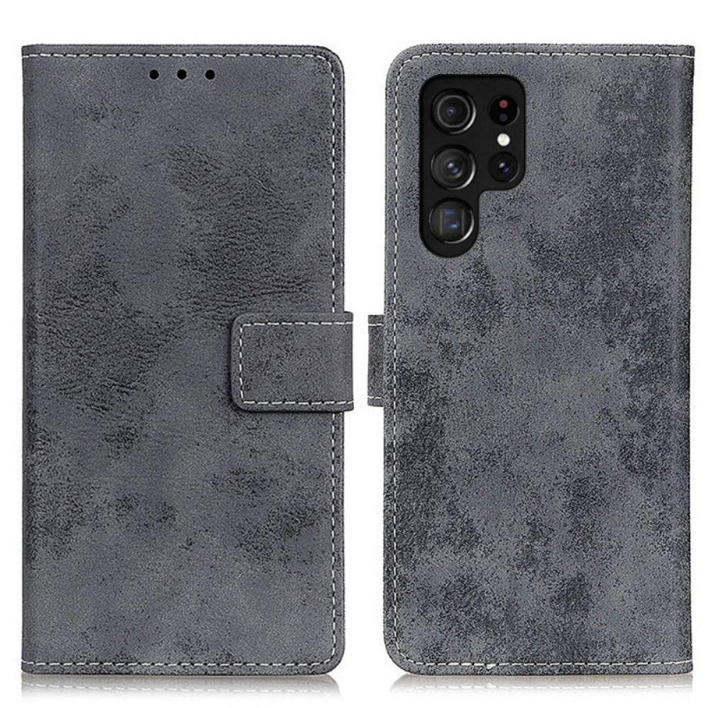 Leren Hoesje voor Samsung Galaxy S22 Ultra 5G Vintage Leereffect