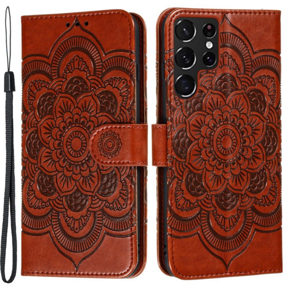 Leren Hoesje voor Samsung Galaxy S22 Ultra 5G Volledige Mandala