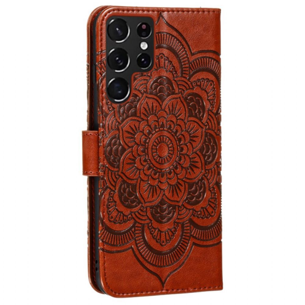 Leren Hoesje voor Samsung Galaxy S22 Ultra 5G Volledige Mandala