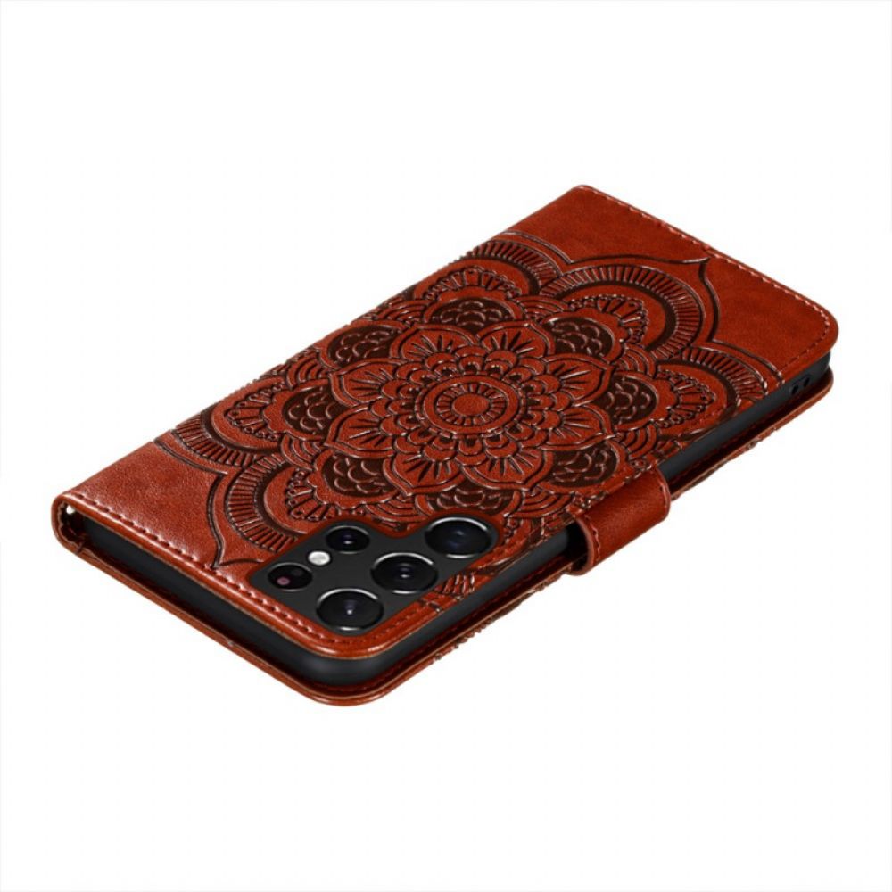 Leren Hoesje voor Samsung Galaxy S22 Ultra 5G Volledige Mandala