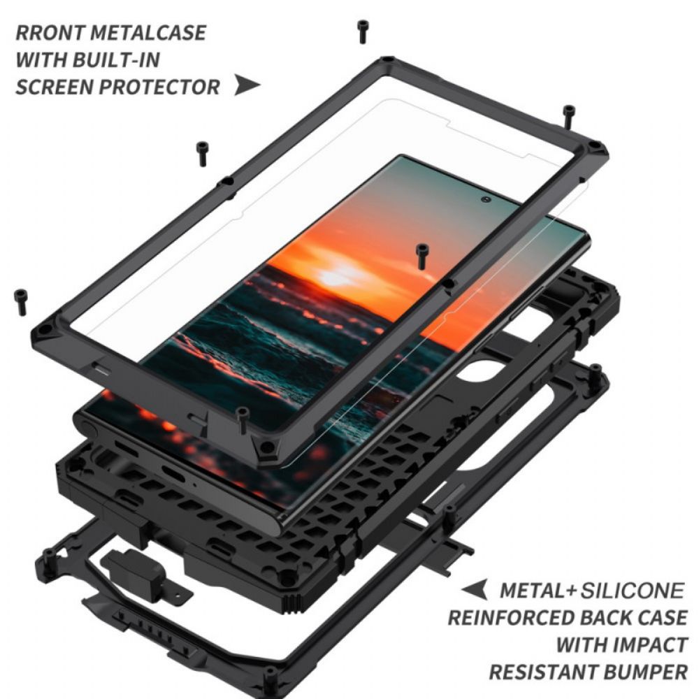 Telefoonhoesje voor Samsung Galaxy S22 Ultra 5G Bescherming Hoesje Volledige Bescherming Met Gehard Glas