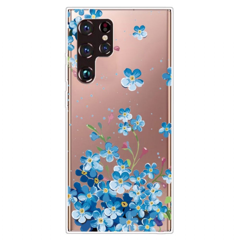 Telefoonhoesje voor Samsung Galaxy S22 Ultra 5G Blauwe Bloemen