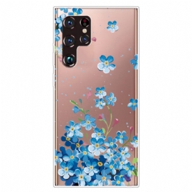 Telefoonhoesje voor Samsung Galaxy S22 Ultra 5G Blauwe Bloemen