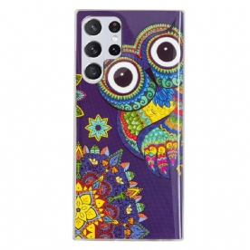 Telefoonhoesje voor Samsung Galaxy S22 Ultra 5G Fluorescerende Uil Mandala