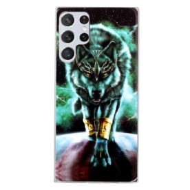 Telefoonhoesje voor Samsung Galaxy S22 Ultra 5G Fluorescerende Wolf