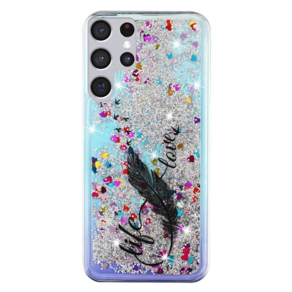 Telefoonhoesje voor Samsung Galaxy S22 Ultra 5G Leven En Liefde Glitter