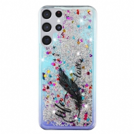 Telefoonhoesje voor Samsung Galaxy S22 Ultra 5G Leven En Liefde Glitter