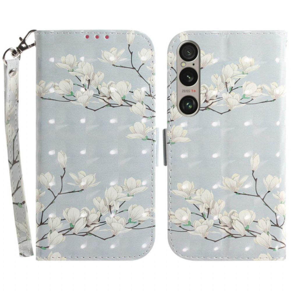 Flip Case Leren Sony Xperia 1 Vi Band Magnolia's