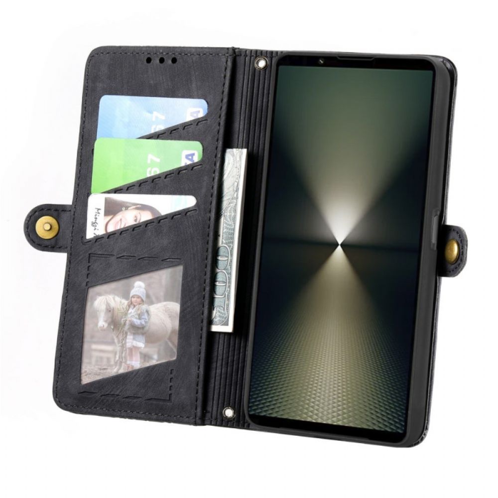 Leren Hoesje Voor Sony Xperia 1 Vi Portemonnee Met Geometrisch Patroon