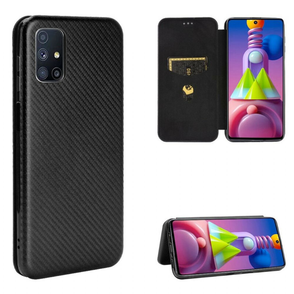 Bescherming Hoesje voor Samsung Galaxy M51 Folio-hoesje Koolstofvezel