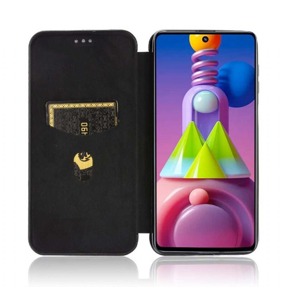 Bescherming Hoesje voor Samsung Galaxy M51 Folio-hoesje Koolstofvezel