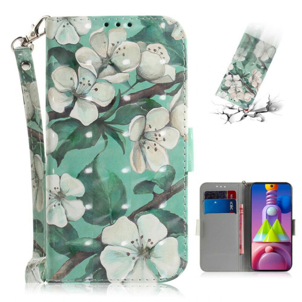 Folio-hoesje voor Samsung Galaxy M51 Met Ketting Thong Bloemenboom