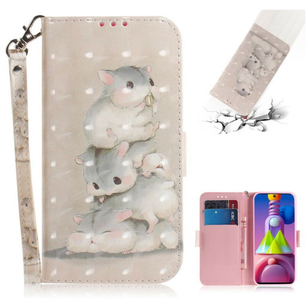 Folio-hoesje voor Samsung Galaxy M51 Met Ketting Thong Hamsters