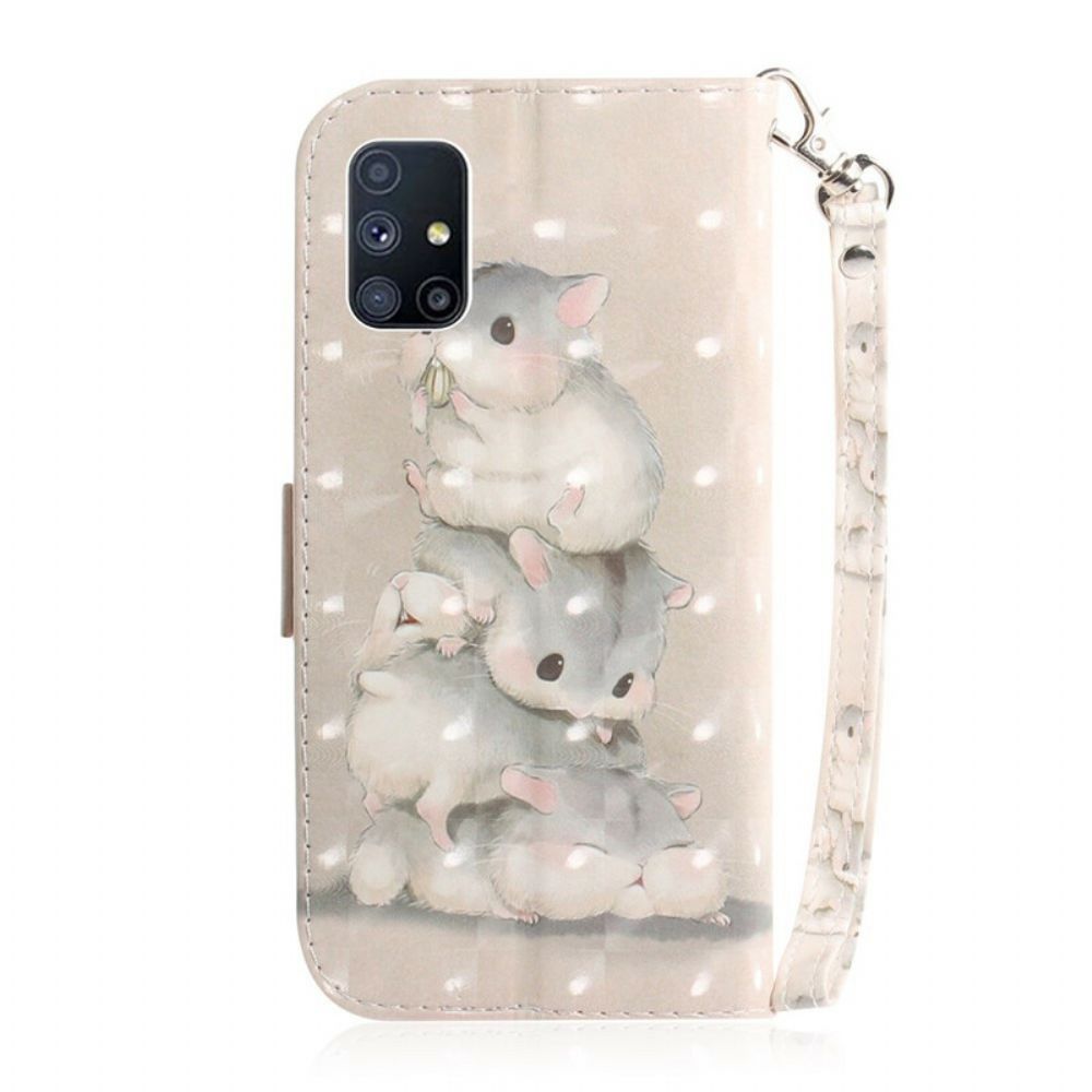 Folio-hoesje voor Samsung Galaxy M51 Met Ketting Thong Hamsters