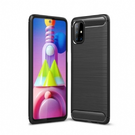 Hoesje voor Samsung Galaxy M51 Geborstelde Koolstofvezel