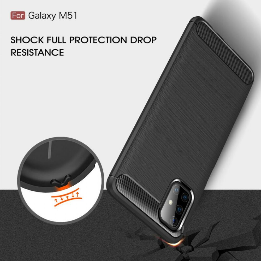 Hoesje voor Samsung Galaxy M51 Geborstelde Koolstofvezel