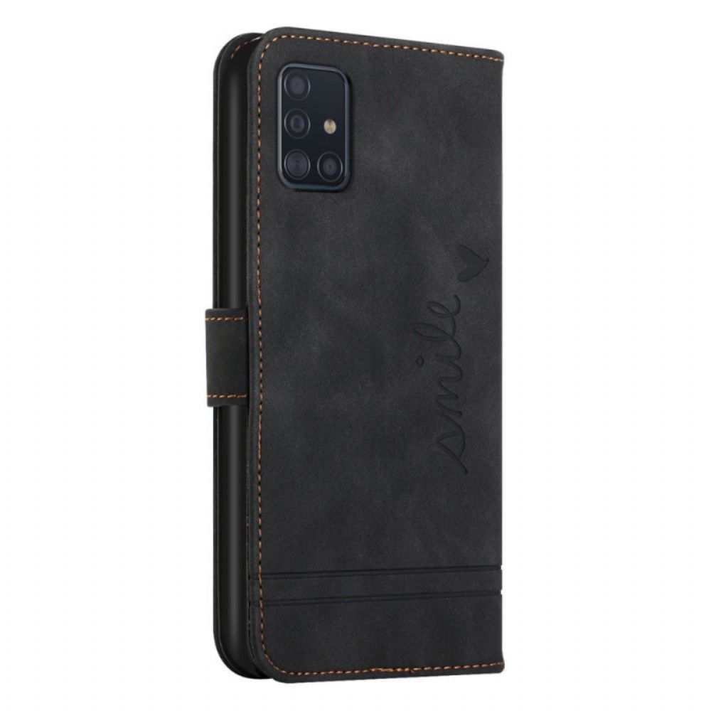 Leren Hoesje voor Samsung Galaxy M51 Glimlach Met Lanyard