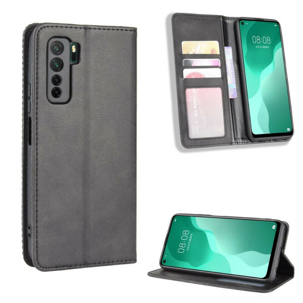 Bescherming Hoesje voor Huawei P40 Lite 5G Folio-hoesje Vintage Gestileerd Leereffect