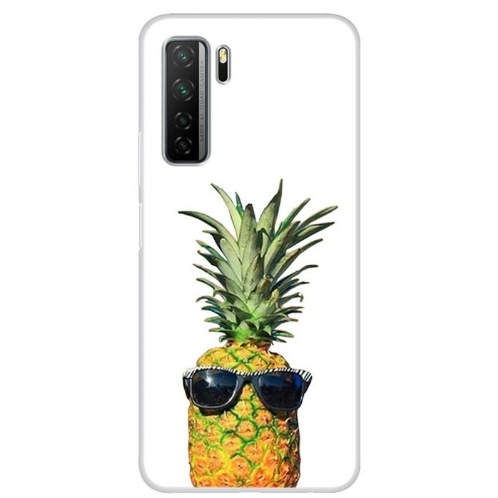 Hoesje voor Huawei P40 Lite 5G Transparante Ananas Met Bril