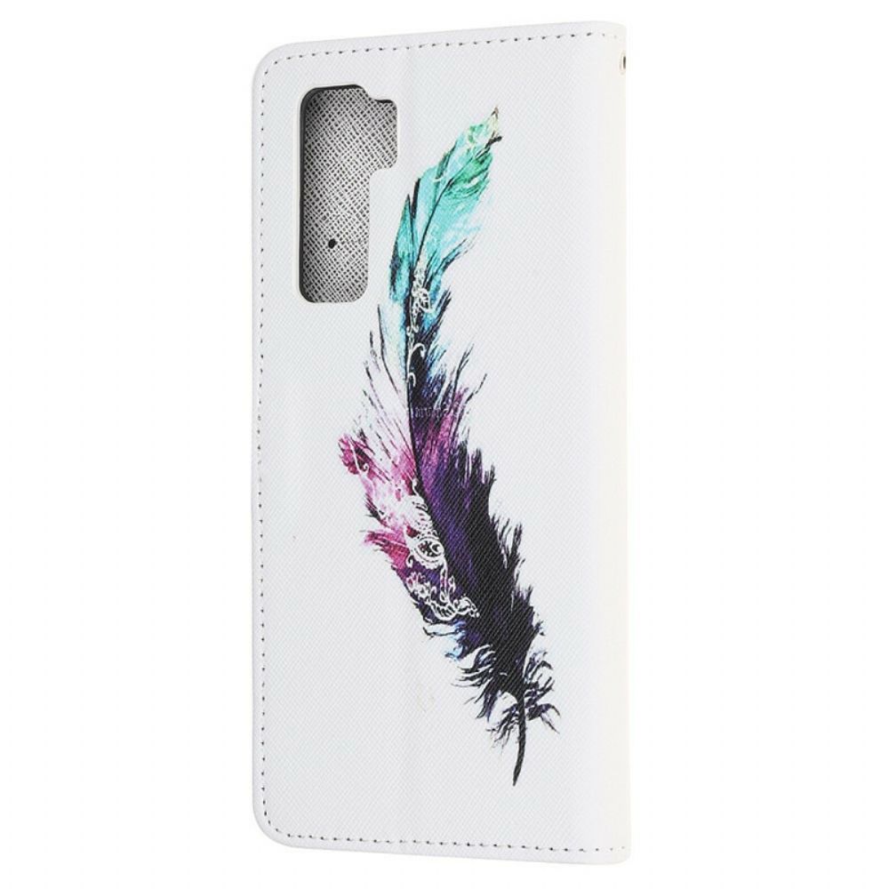 Leren Hoesje voor Huawei P40 Lite 5G Met Ketting Thong Veer