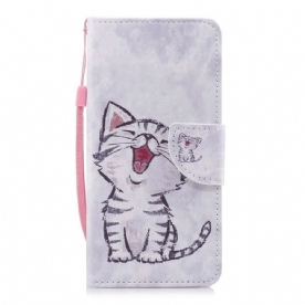 Folio-hoesje voor Huawei Y7 2018 / Honor 7C Met Ketting Thong Kitten