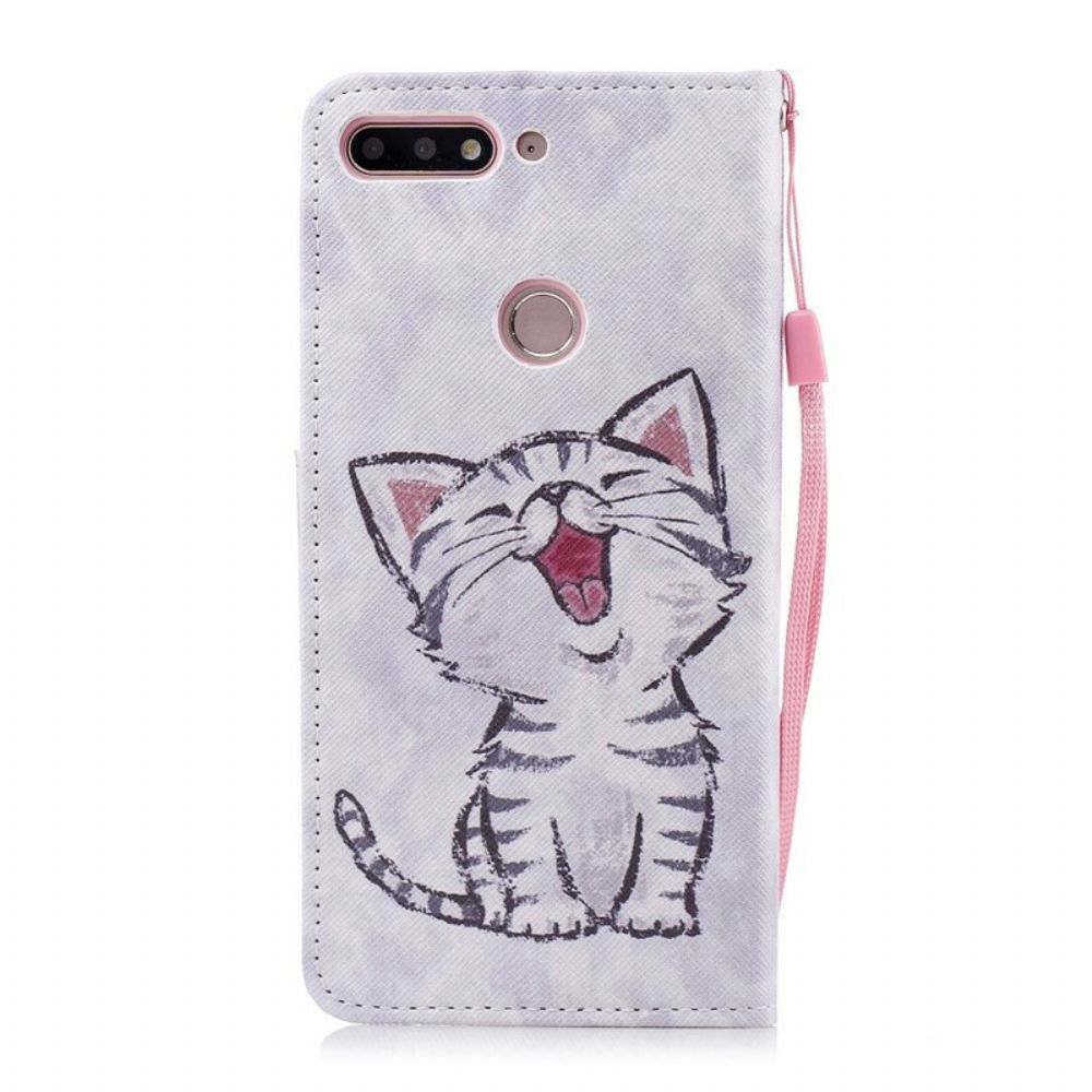 Folio-hoesje voor Huawei Y7 2018 / Honor 7C Met Ketting Thong Kitten