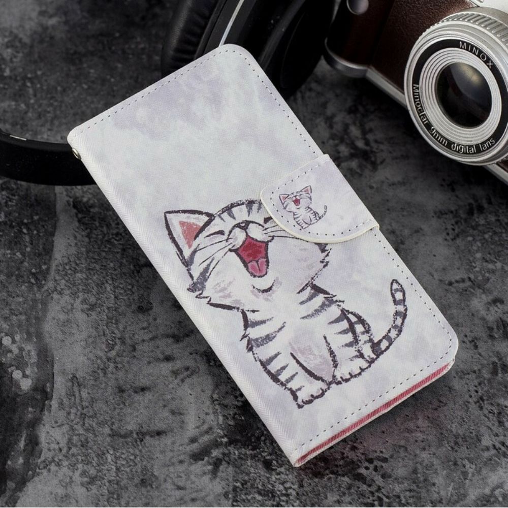 Folio-hoesje voor Huawei Y7 2018 / Honor 7C Met Ketting Thong Kitten