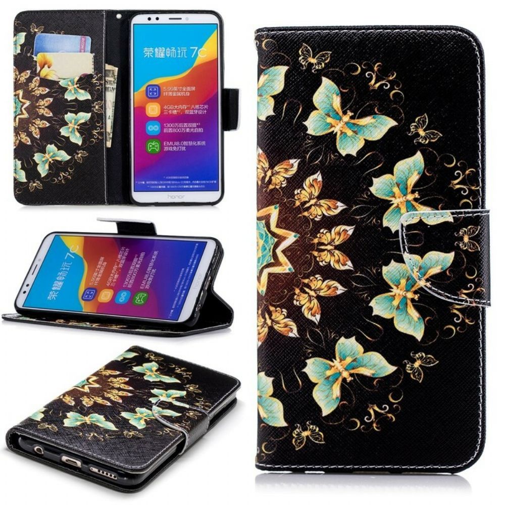 Folio-hoesje voor Huawei Y7 2018 / Honor 7C Vlindermandala