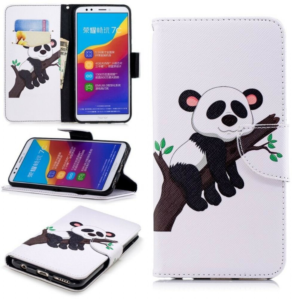 Leren Hoesje voor Huawei Y7 2018 / Honor 7C Luie Panda