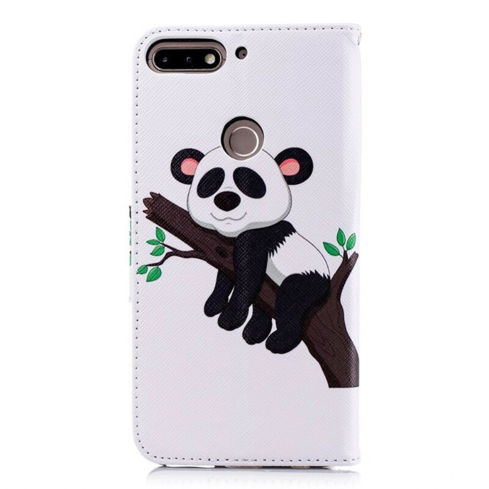 Leren Hoesje voor Huawei Y7 2018 / Honor 7C Luie Panda