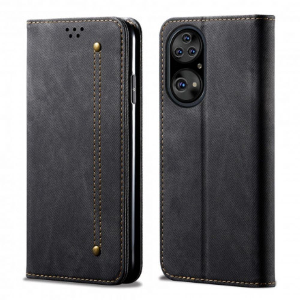 Bescherming Hoesje voor Huawei P50 Folio-hoesje Imitatieleer Jeanstextuur